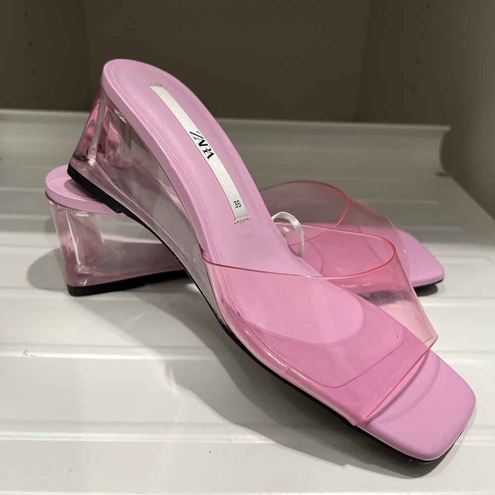 Zara vinyl block heels